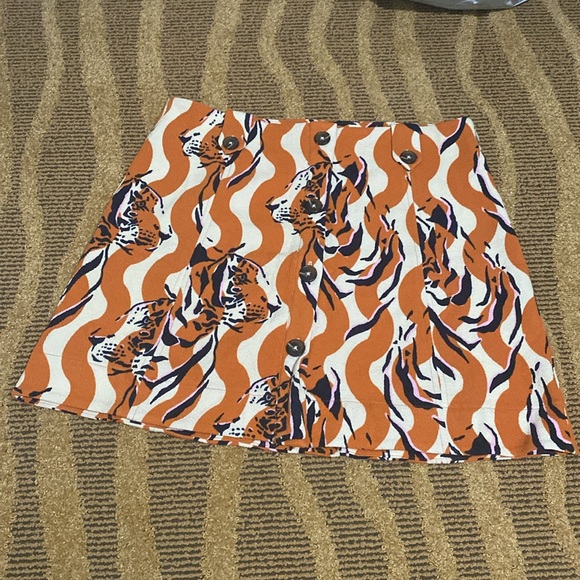 Anthropologie Dresses & Skirts - Anthropologie Orange Navy Geometric Skirt